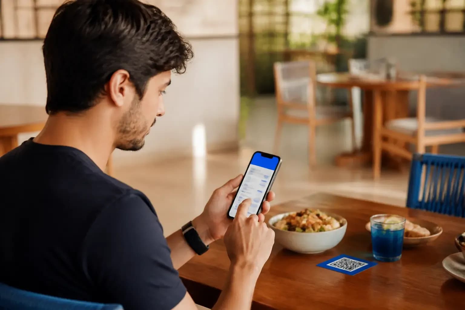 Customer ordering from the digital menu on their phone.